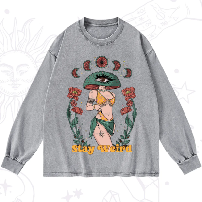 Purplehecate Stay Weird Washed Long Sleeve Shirt