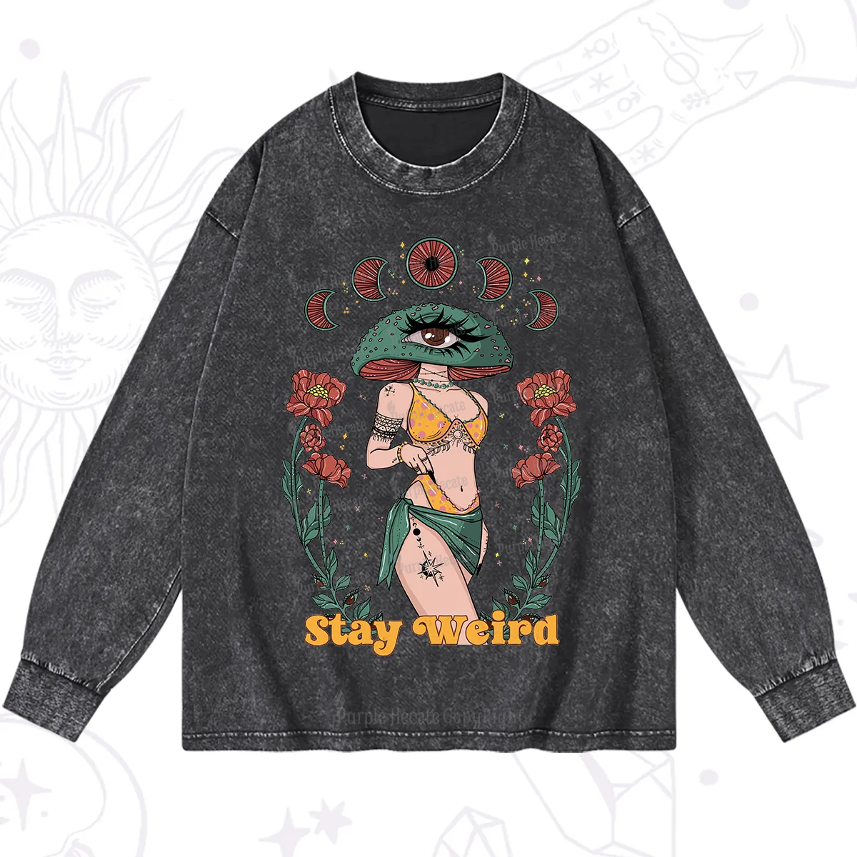 Purplehecate Stay Weird Washed Long Sleeve Shirt