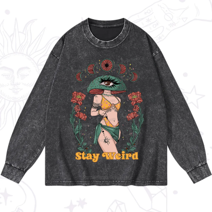 Purplehecate Stay Weird Washed Long Sleeve Shirt