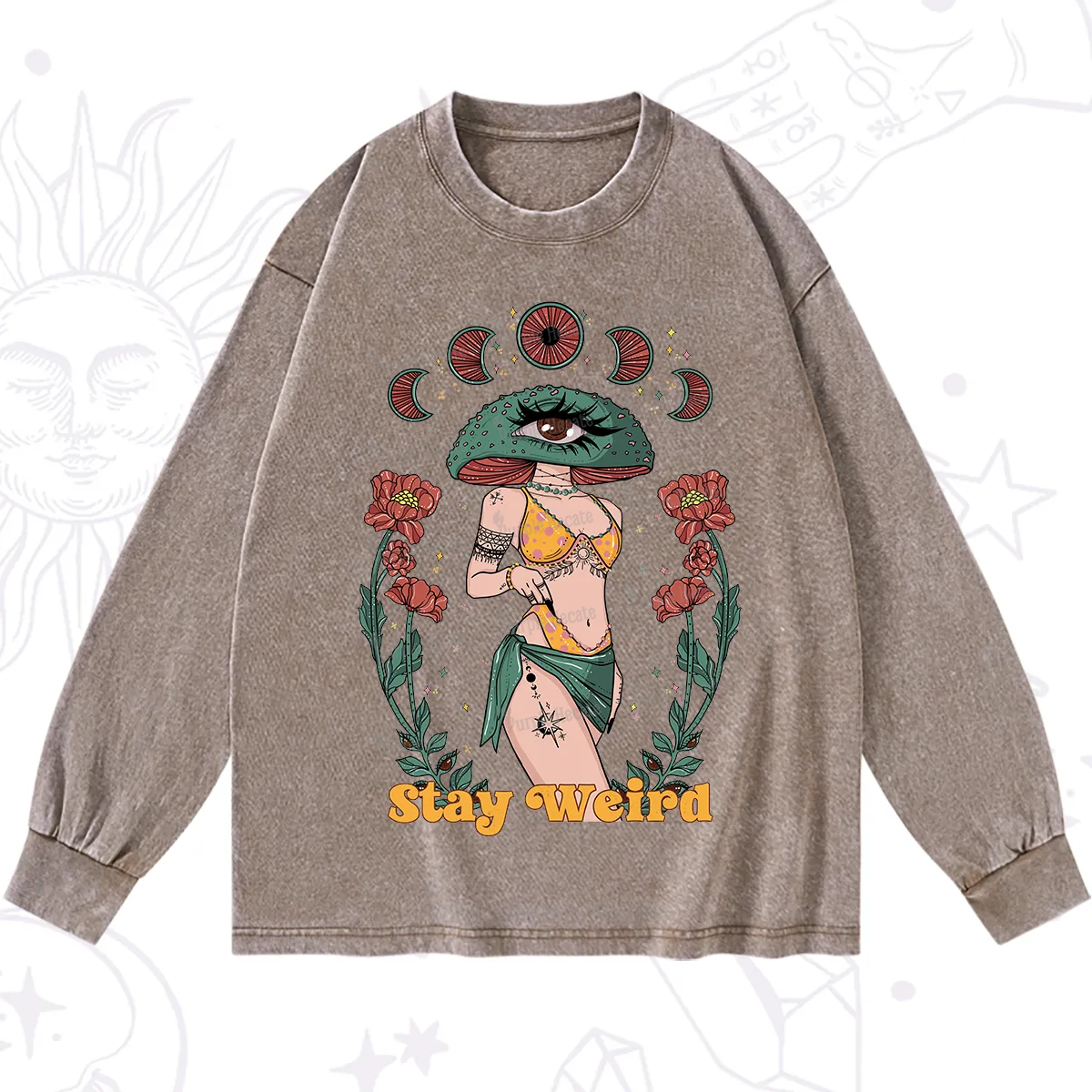 Purplehecate Stay Weird Washed Long Sleeve Shirt