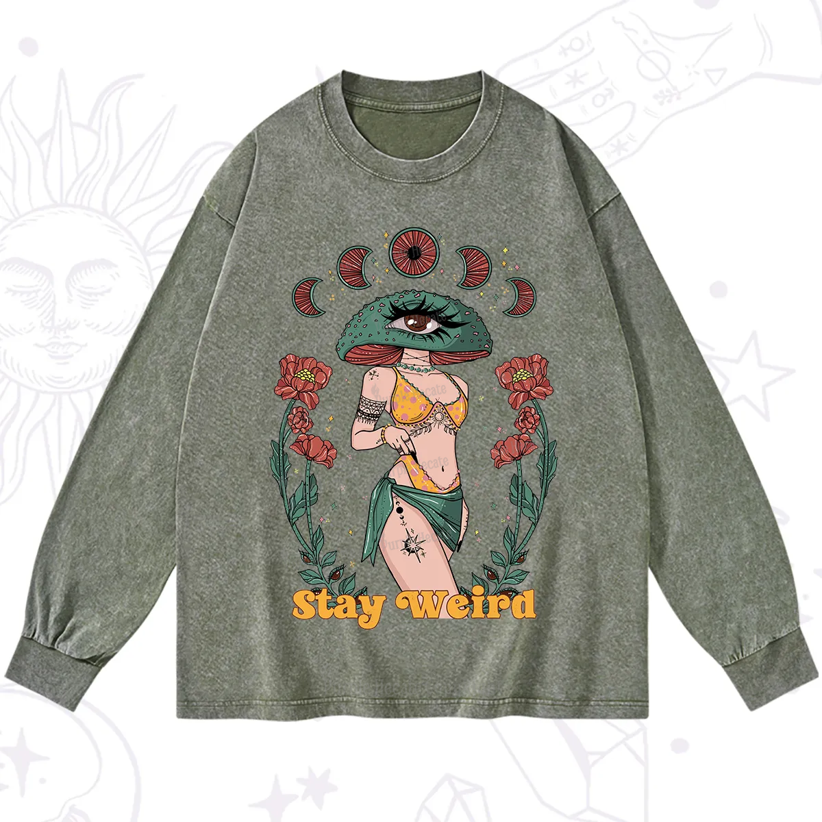 Purplehecate Stay Weird Washed Long Sleeve Shirt
