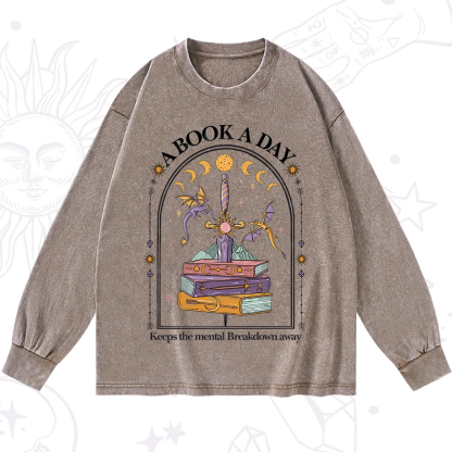 Purplehecate A Book A Day Keeps The Mental Breakdown Away Washed Long Sleeve Shirt