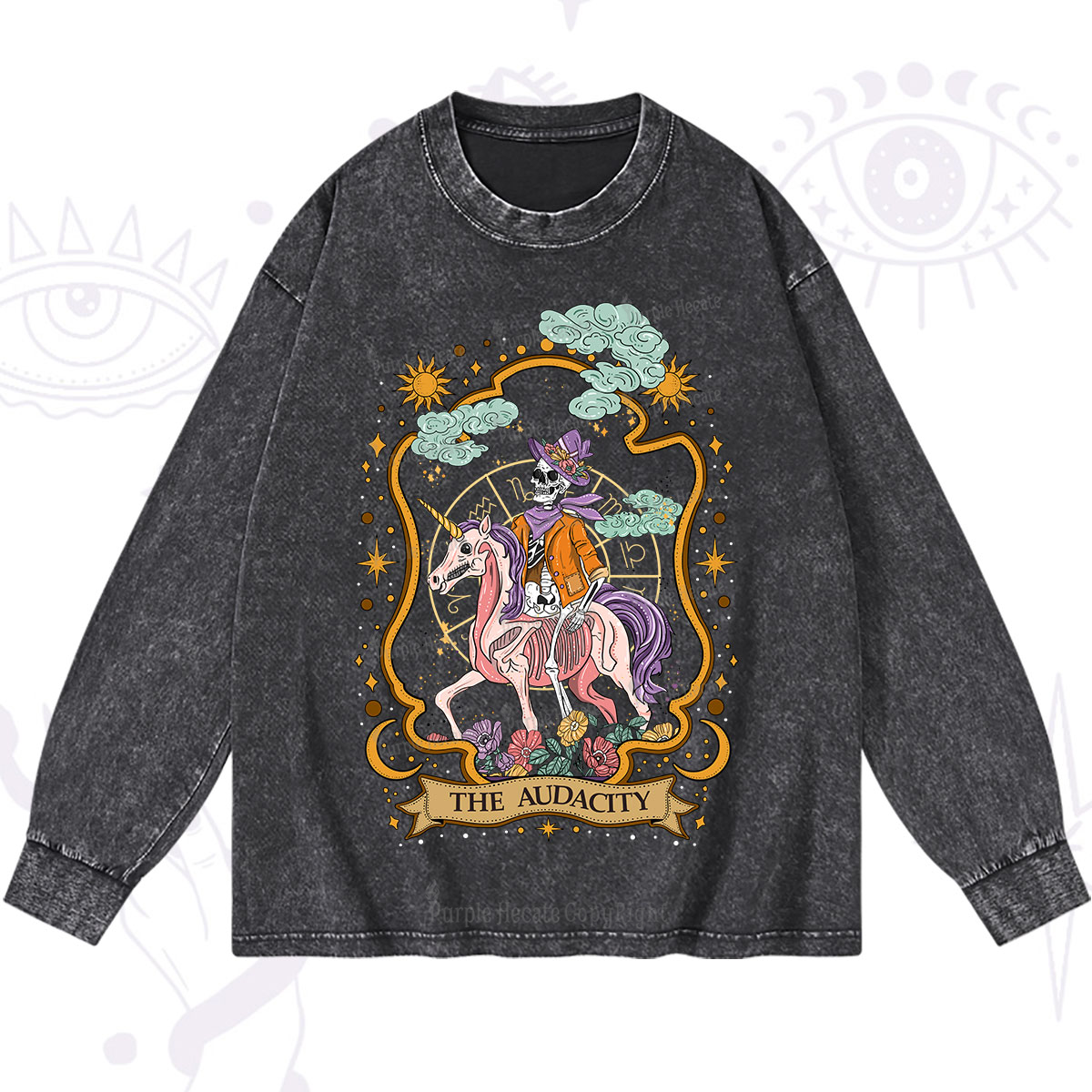 Purplehecate The Audacity Skeleton Washed Long Sleeve Shirt