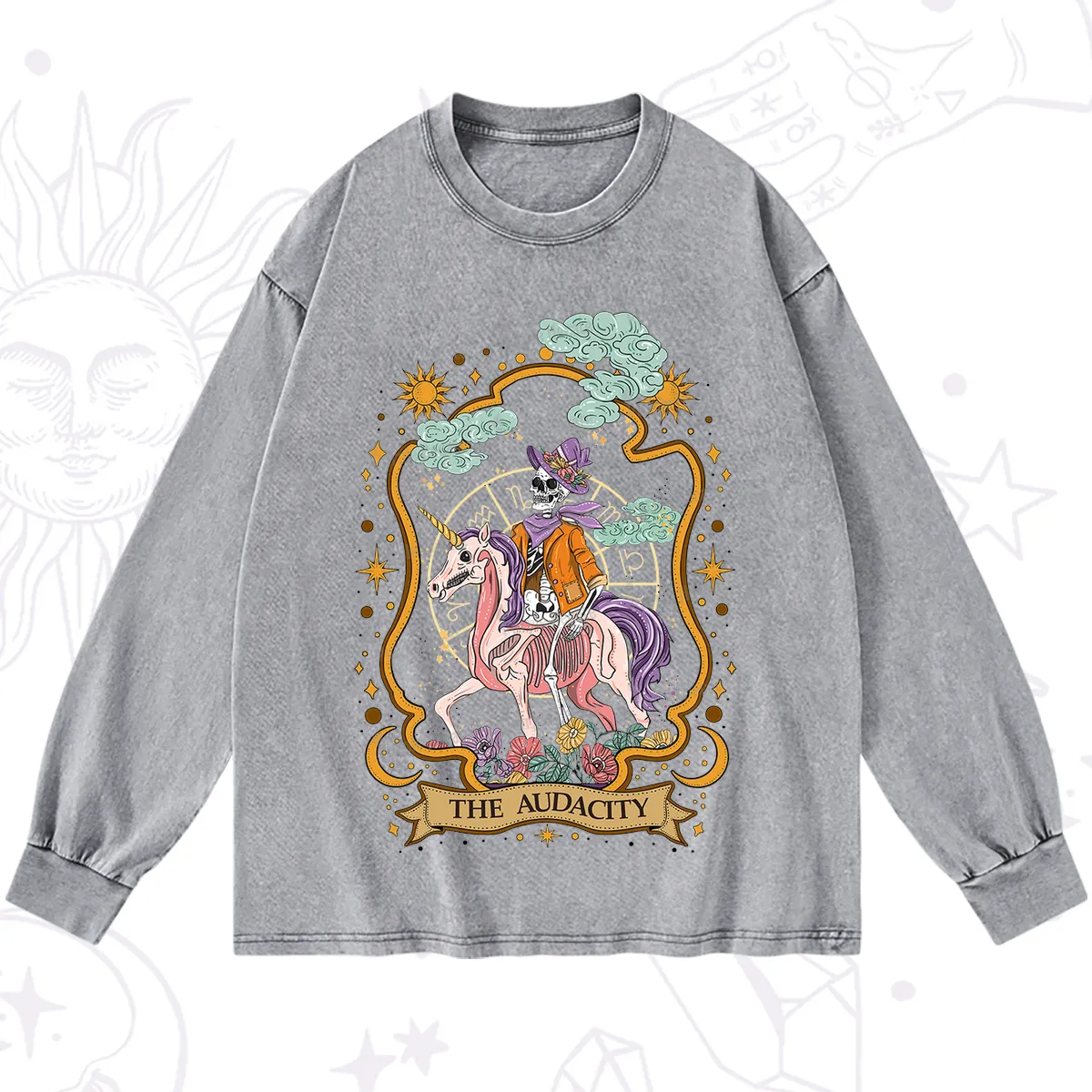 Purplehecate The Audacity Skeleton Washed Long Sleeve Shirt