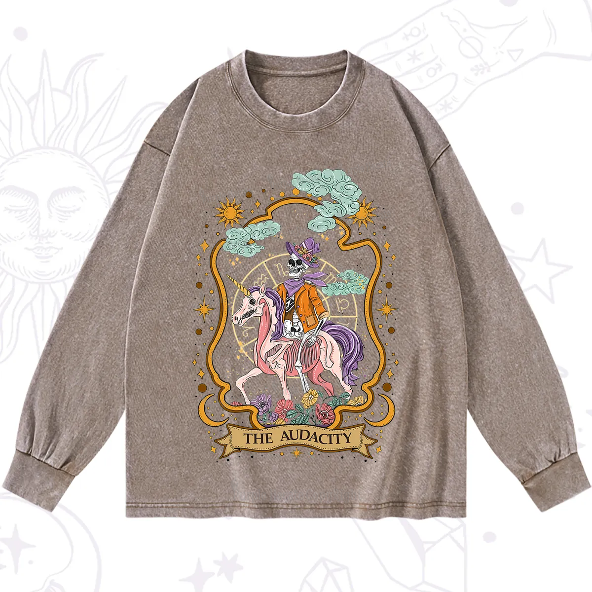 Purplehecate The Audacity Skeleton Washed Long Sleeve Shirt