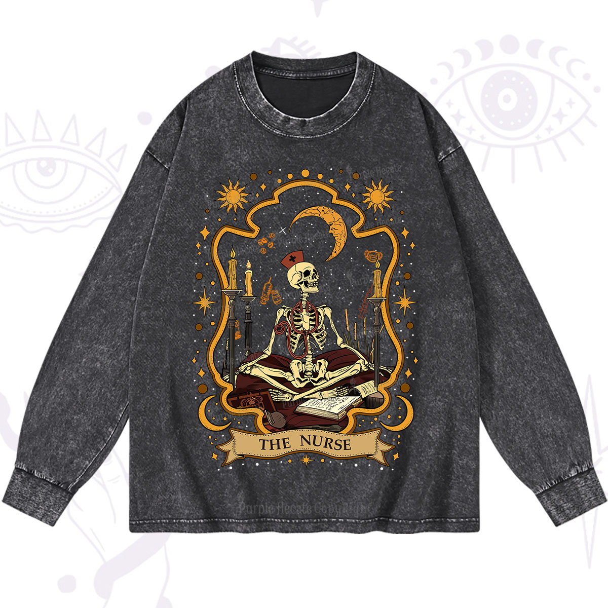 Purplehecate The Nurse Skeleton Washed Long Sleeve Shirt
