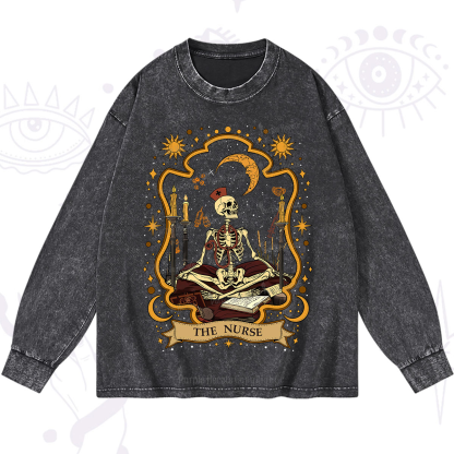 Purplehecate The Nurse Skeleton Washed Long Sleeve Shirt