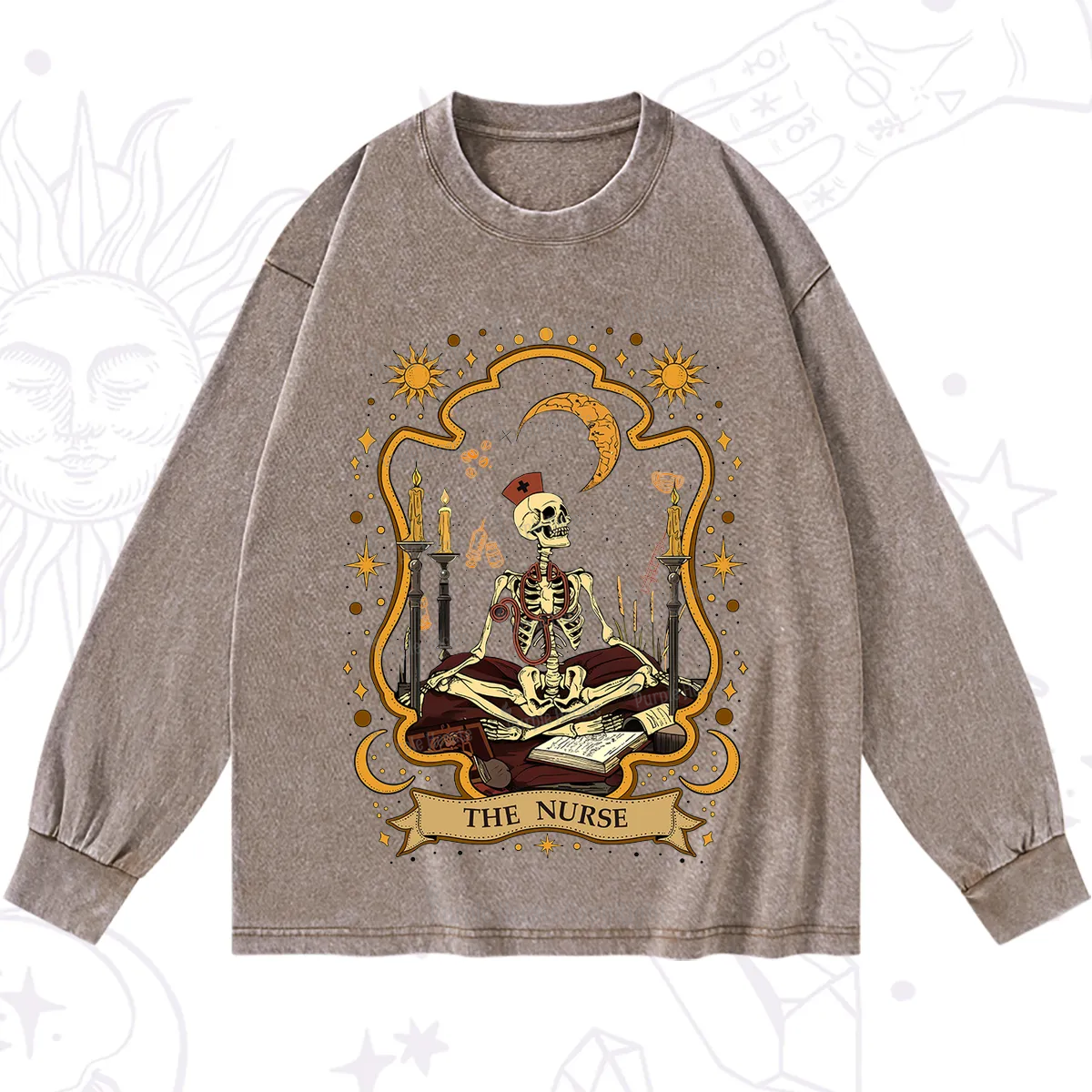 Purplehecate The Nurse Skeleton Washed Long Sleeve Shirt