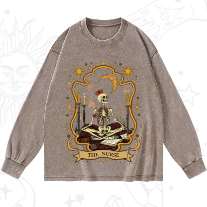 Purplehecate The Nurse Skeleton Washed Long Sleeve Shirt