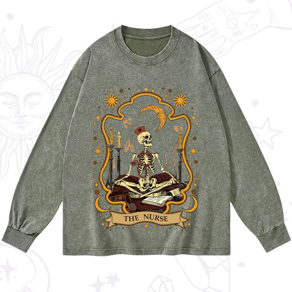 Purplehecate The Nurse Skeleton Washed Long Sleeve Shirt
