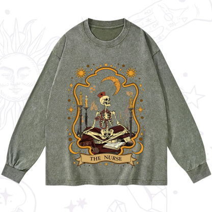 Purplehecate The Nurse Skeleton Washed Long Sleeve Shirt
