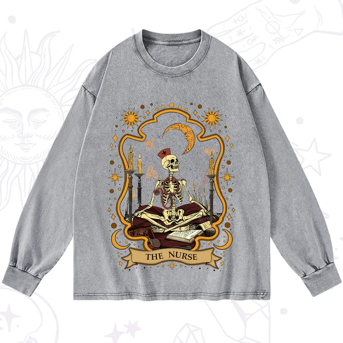 Purplehecate The Nurse Skeleton Washed Long Sleeve Shirt