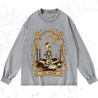 Purplehecate The Nurse Skeleton Washed Long Sleeve Shirt