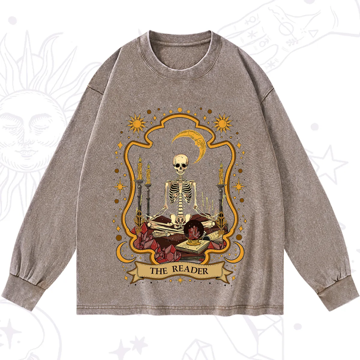 Purplehecate The Reader Skeleton Washed Long Sleeve Shirt