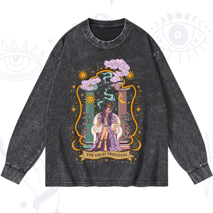 Purplehecate The High Priestess Goddess Washed Long Sleeve Shirt