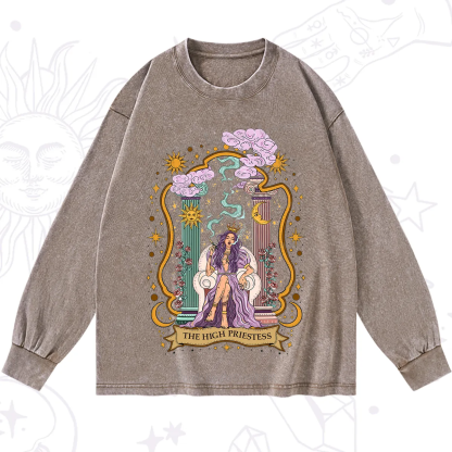 Purplehecate The High Priestess Goddess Washed Long Sleeve Shirt