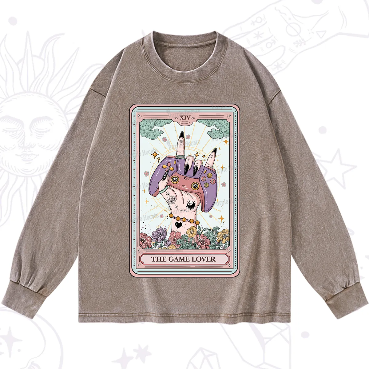 Purplehecate The Game Lover Tarot Washed Long Sleeve Shirt