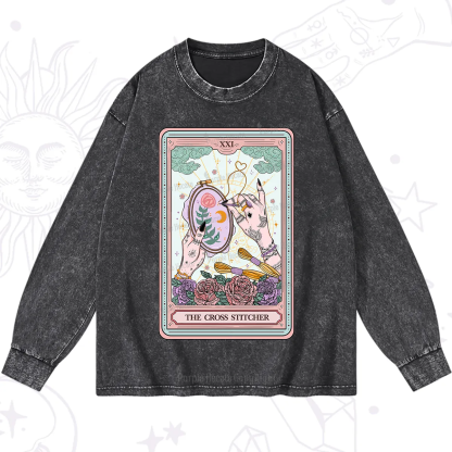 Purplehecate The Cross Stitcher Tarot Washed Long Sleeve Shirt
