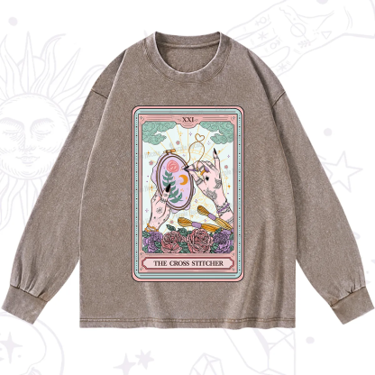 Purplehecate The Cross Stitcher Tarot Washed Long Sleeve Shirt
