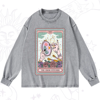 Purplehecate The Cross Stitcher Tarot Washed Long Sleeve Shirt