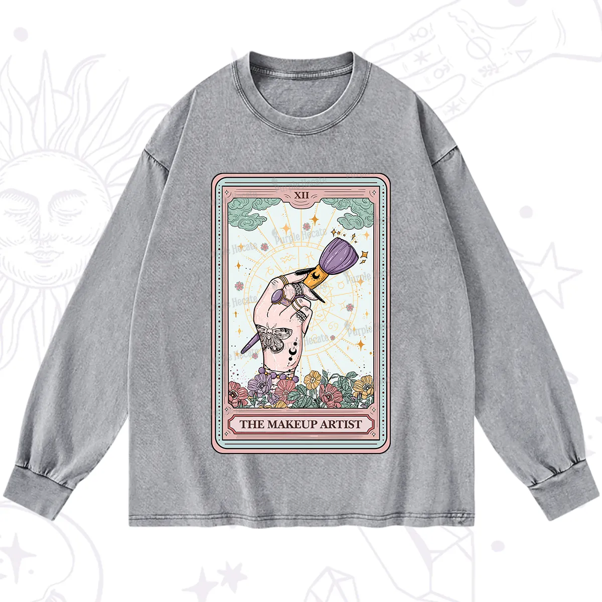 Purplehecate The Makeup Artist Tarot Washed Long Sleeve Shirt