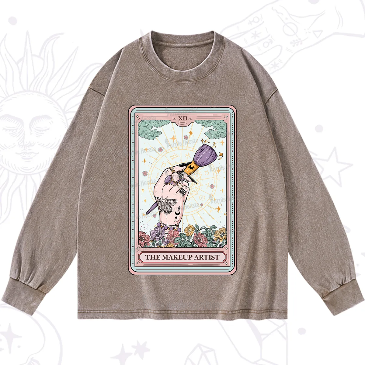 Purplehecate The Makeup Artist Tarot Washed Long Sleeve Shirt