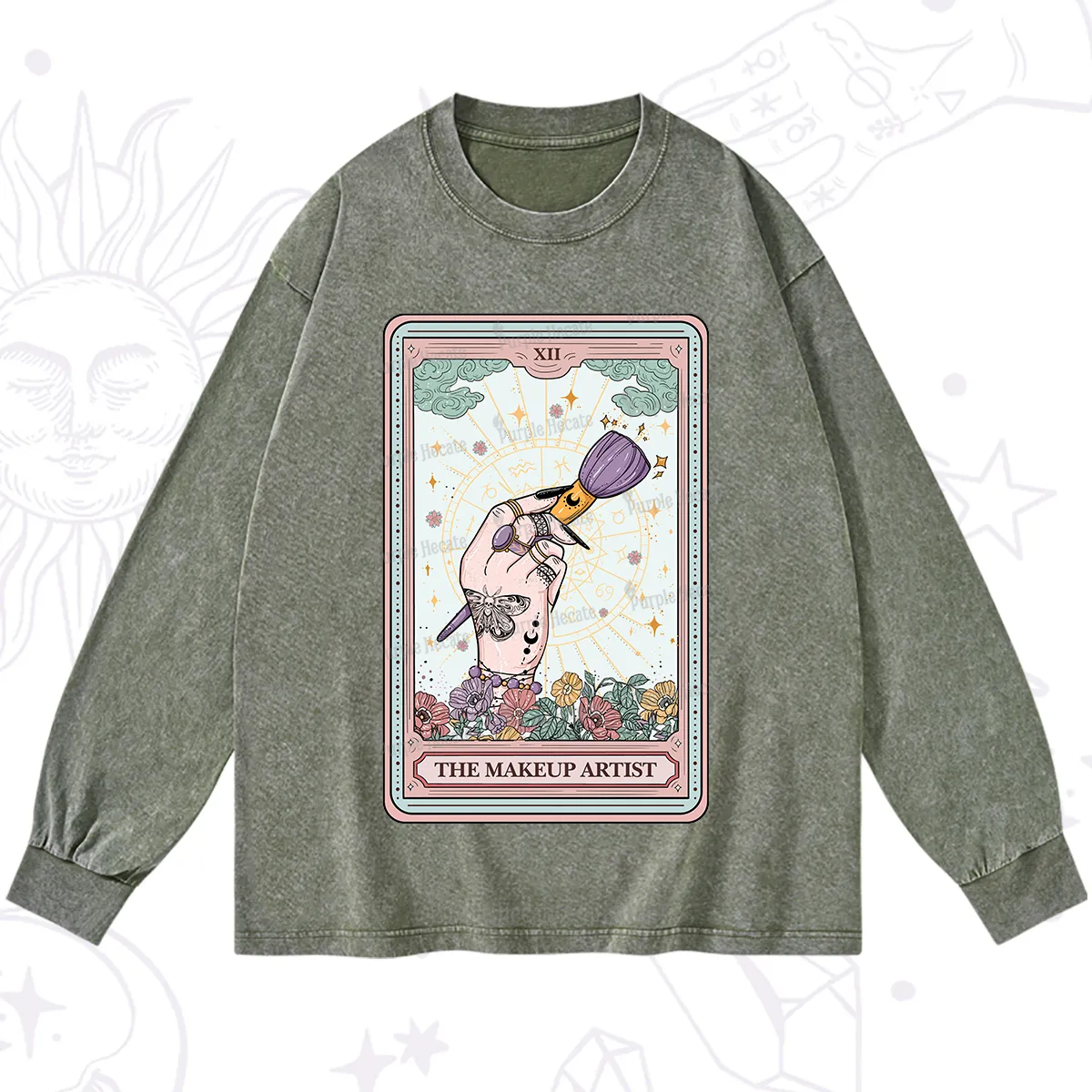 Purplehecate The Makeup Artist Tarot Washed Long Sleeve Shirt