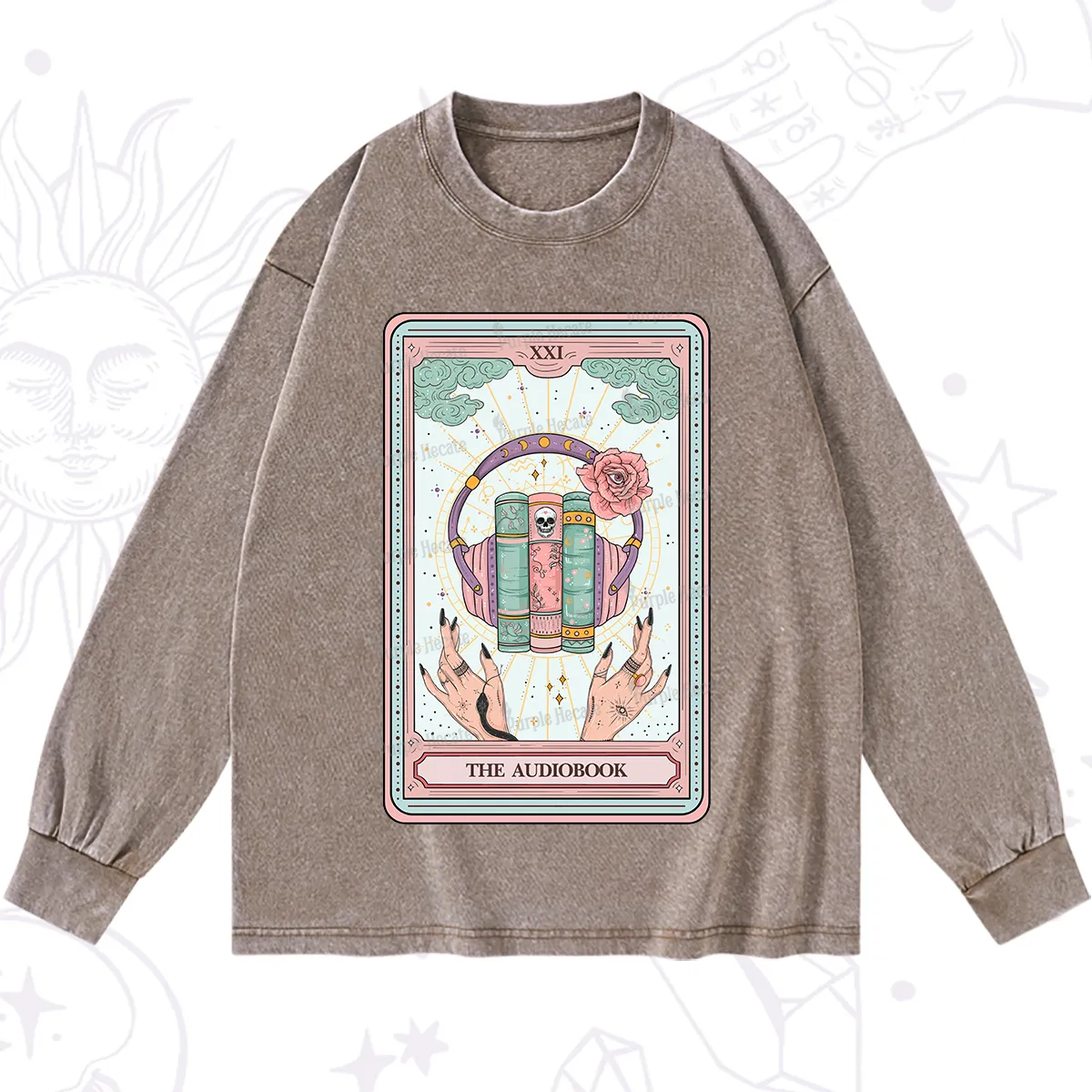 Purplehecate The Audiobook Tarot Washed Long Sleeve Shirt