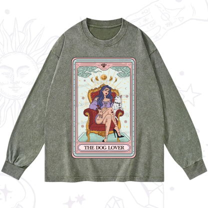 Purplehecate The Dog Lover Tarot Washed Long Sleeve Shirt