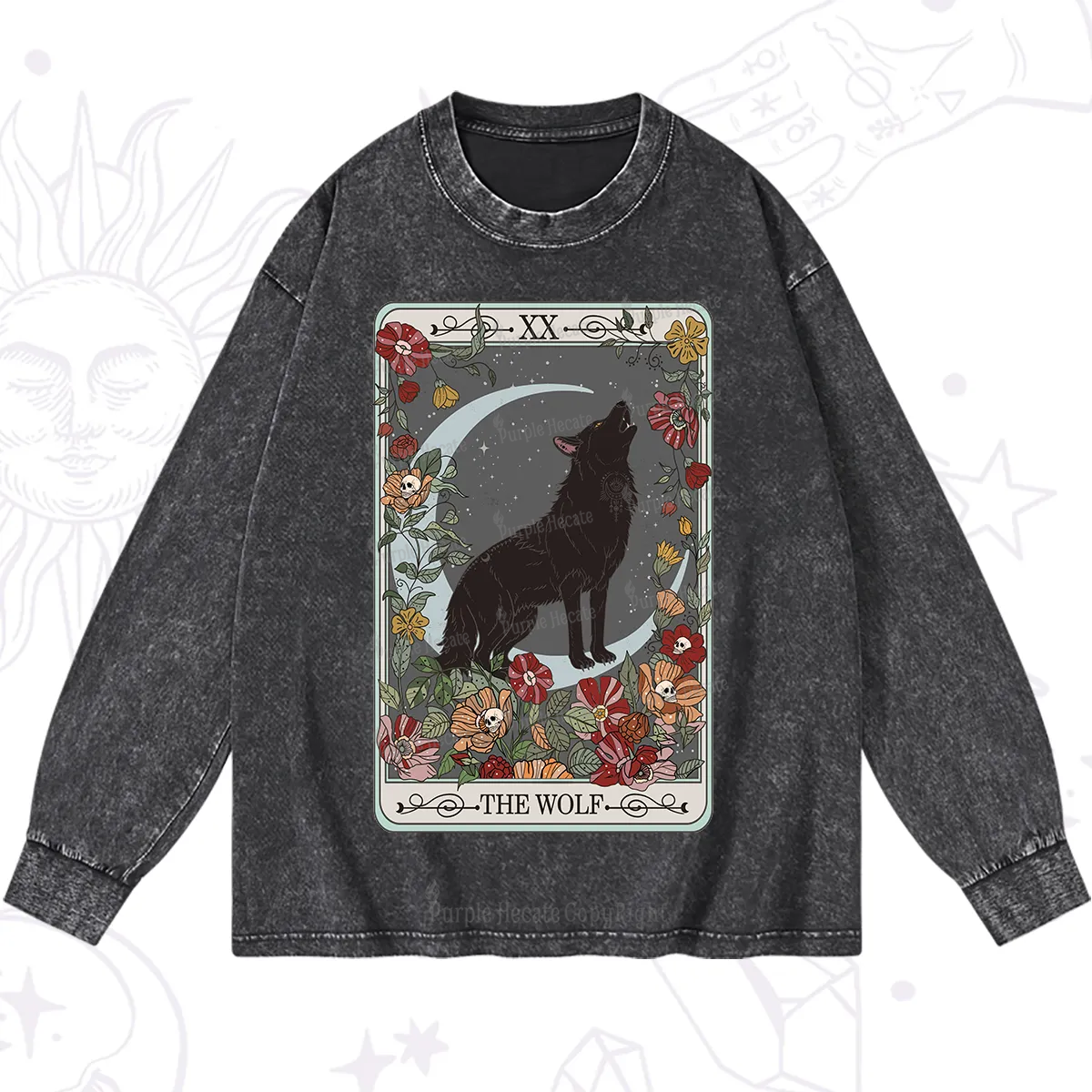 Purplehecate The Wolf Tarot Washed Long Sleeve Shirt