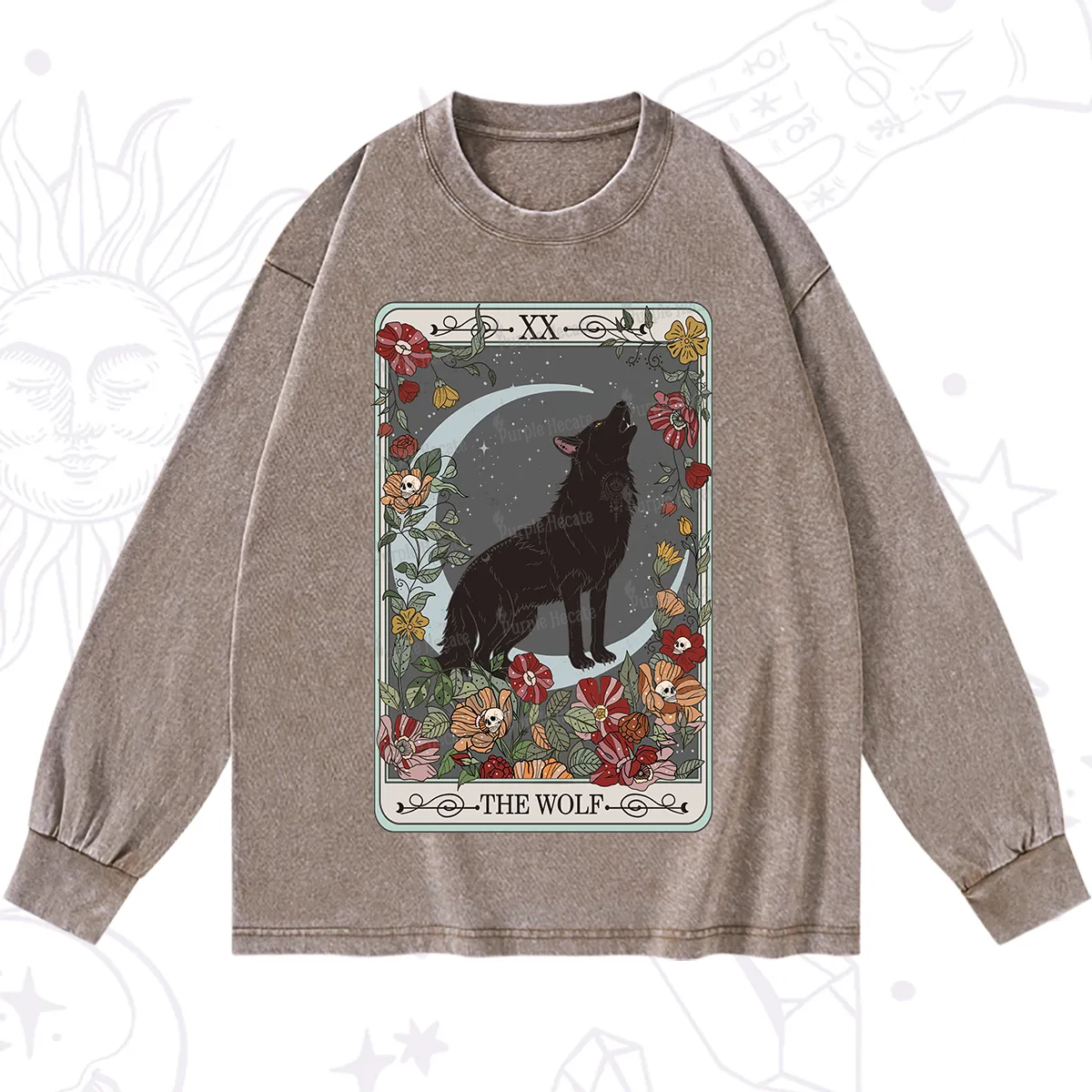Purplehecate The Wolf Tarot Washed Long Sleeve Shirt