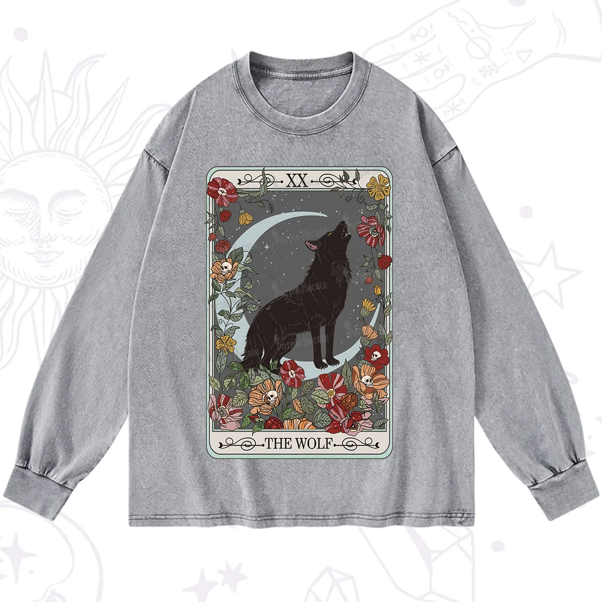 Purplehecate The Wolf Tarot Washed Long Sleeve Shirt
