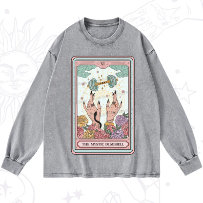 Purplehecate The Mystic Dumbbell Tarot Washed Long Sleeve Shirt
