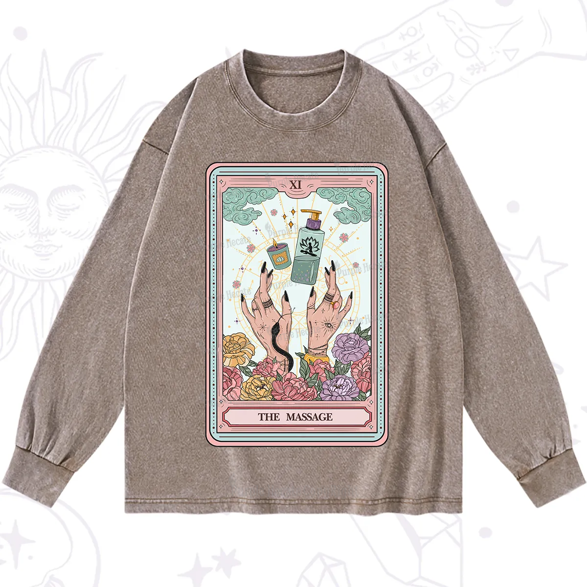 Purplehecate The Massage Tarot Washed Long Sleeve Shirt