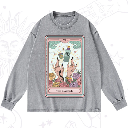 Purplehecate The Massage Tarot Washed Long Sleeve Shirt