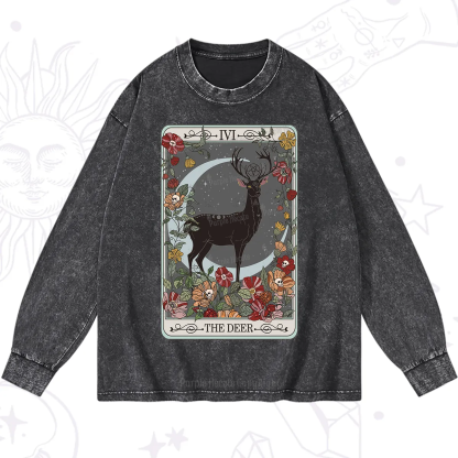Purplehecate The Deer Tarot Washed Long Sleeve Shirt