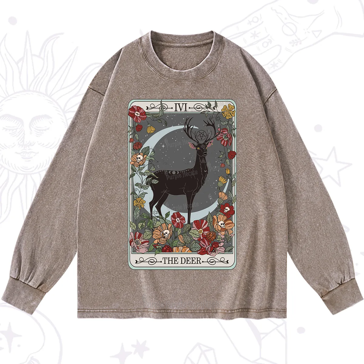 Purplehecate The Deer Tarot Washed Long Sleeve Shirt