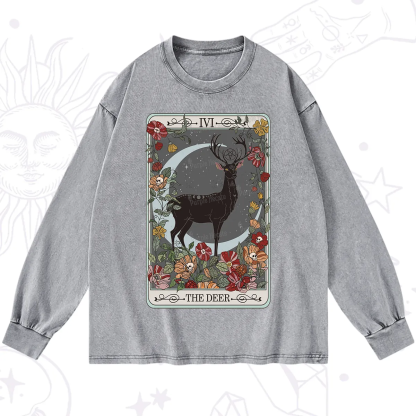 Purplehecate The Deer Tarot Washed Long Sleeve Shirt