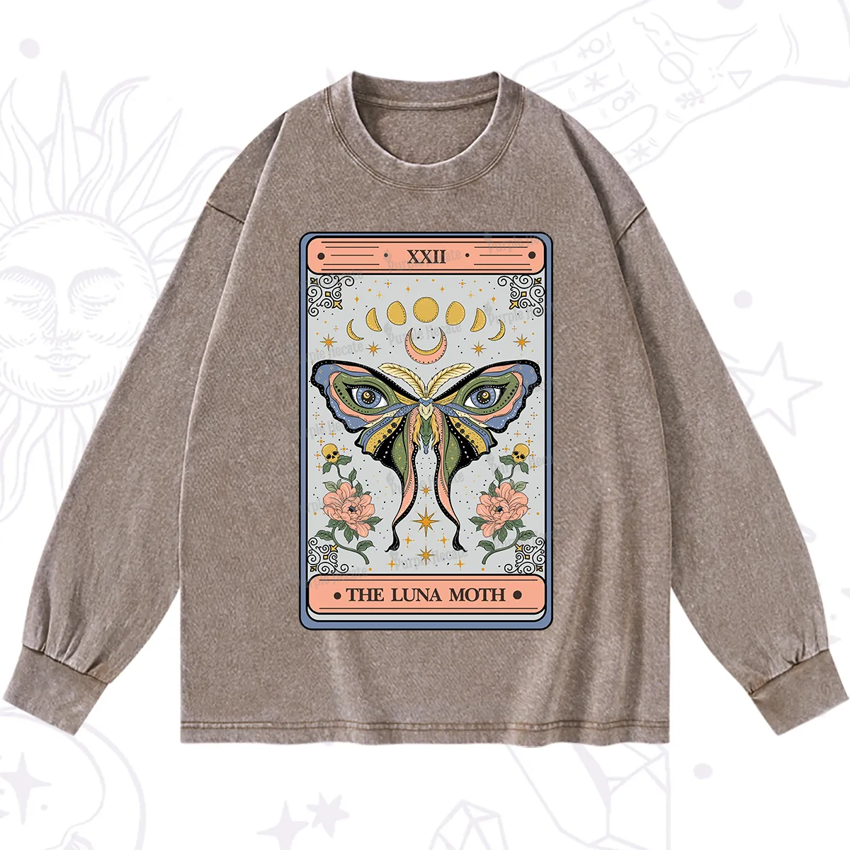 Purplehecate The Luna Moth Tarot Washed Long Sleeve Shirt
