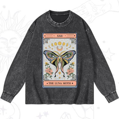 Purplehecate The Luna Moth Tarot Washed Long Sleeve Shirt