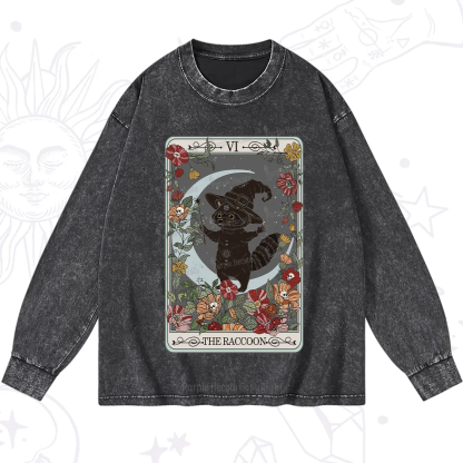 Purplehecate The Raccoon Tarot Washed Long Sleeve Shirt
