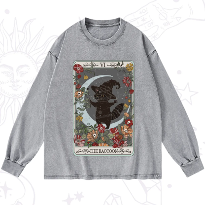 Purplehecate The Raccoon Tarot Washed Long Sleeve Shirt