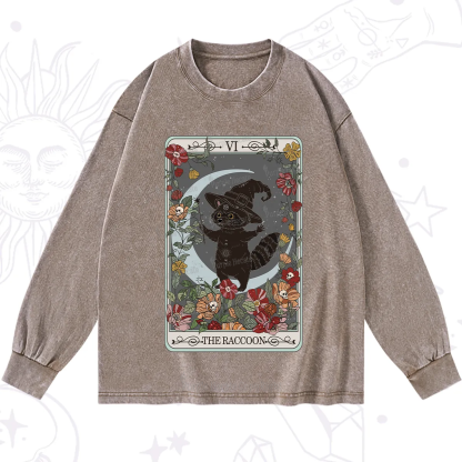 Purplehecate The Raccoon Tarot Washed Long Sleeve Shirt