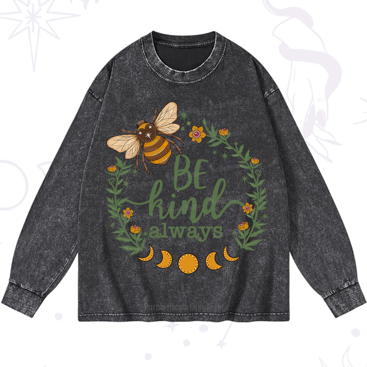 Purplehecate Be Kind Always Washed Long Sleeve Shirt