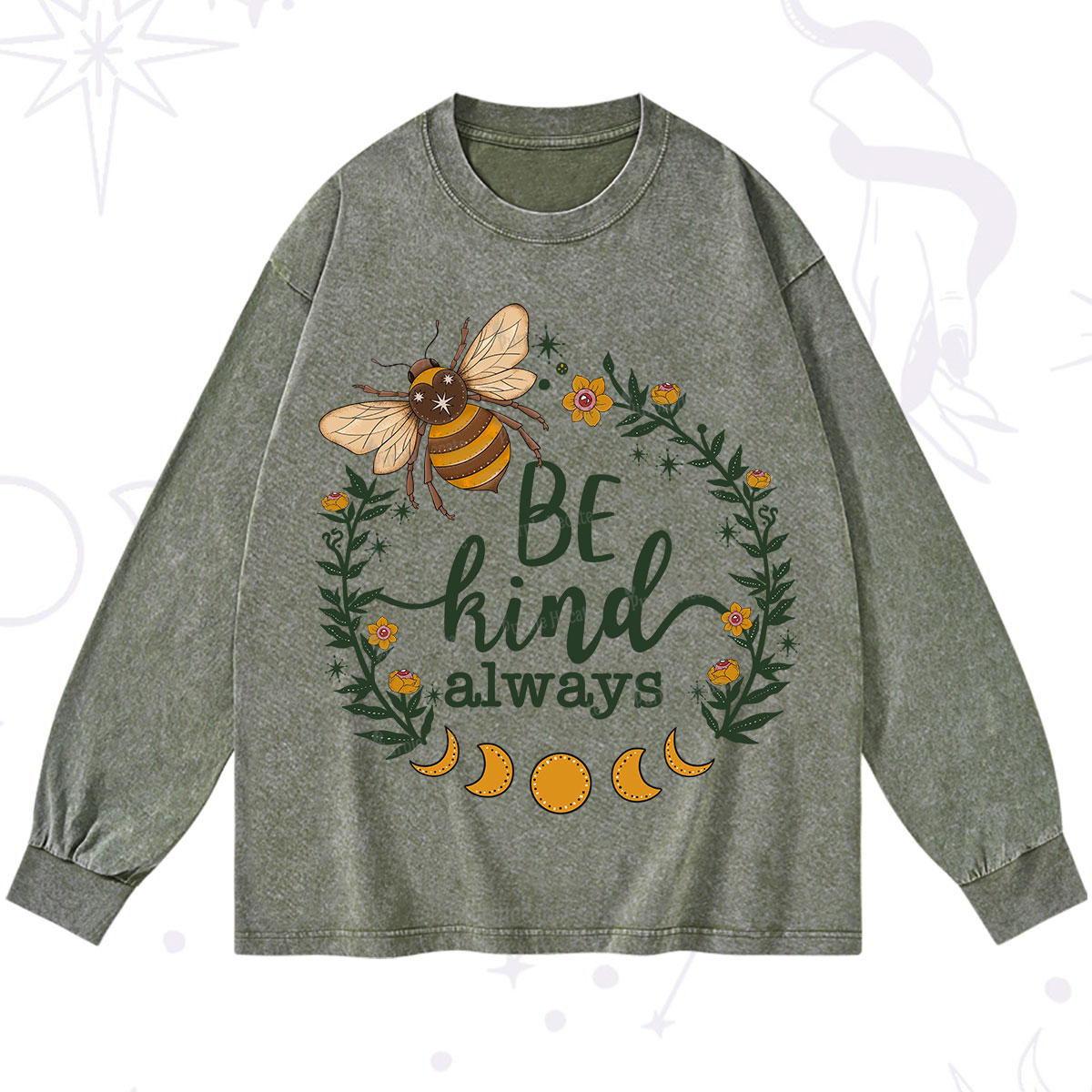 Purplehecate Be Kind Always Washed Long Sleeve Shirt