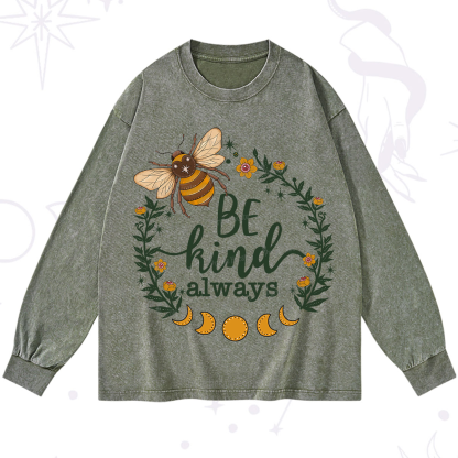 Purplehecate Be Kind Always Washed Long Sleeve Shirt