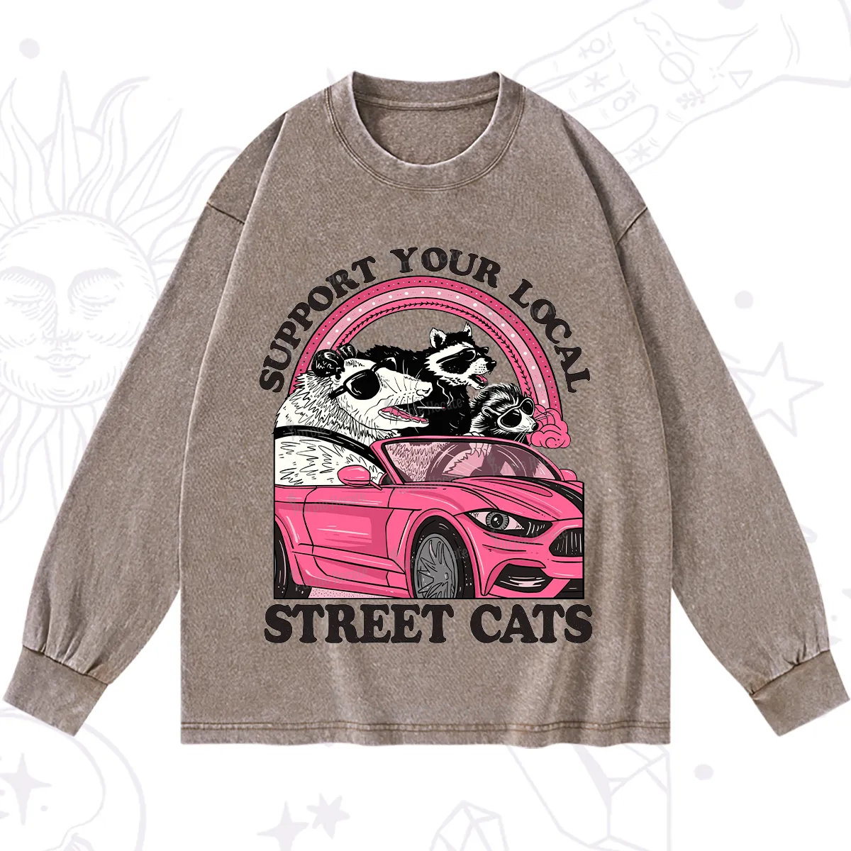 Purplehecate Support Local Street Cats Washed Long Sleeve Shirt