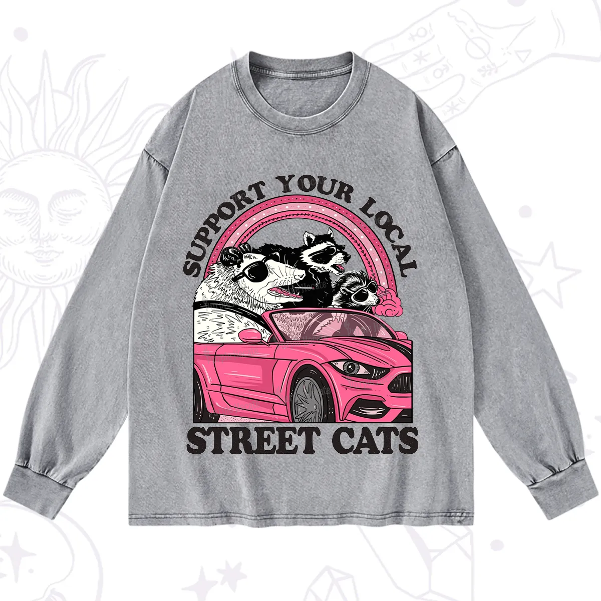 Purplehecate Support Local Street Cats Washed Long Sleeve Shirt
