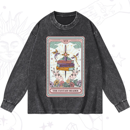 Purplehecate The Fantasy Reader Tarot Washed Long Sleeve Shirt
