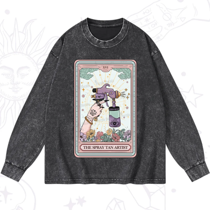 Purplehecate The Spary Tan Artist Tarot Washed Long Sleeve Shirt